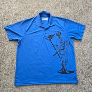 Tattoo Golf Performance Polo‎ Shirt Mens Skeleton Graphic Golfing Blue